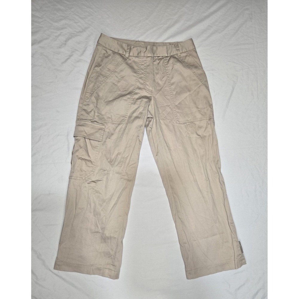 Kenar Cropped Pants Khaki Chino MidRise Cargo Pockets Womens Size 2 Capris Prep‎